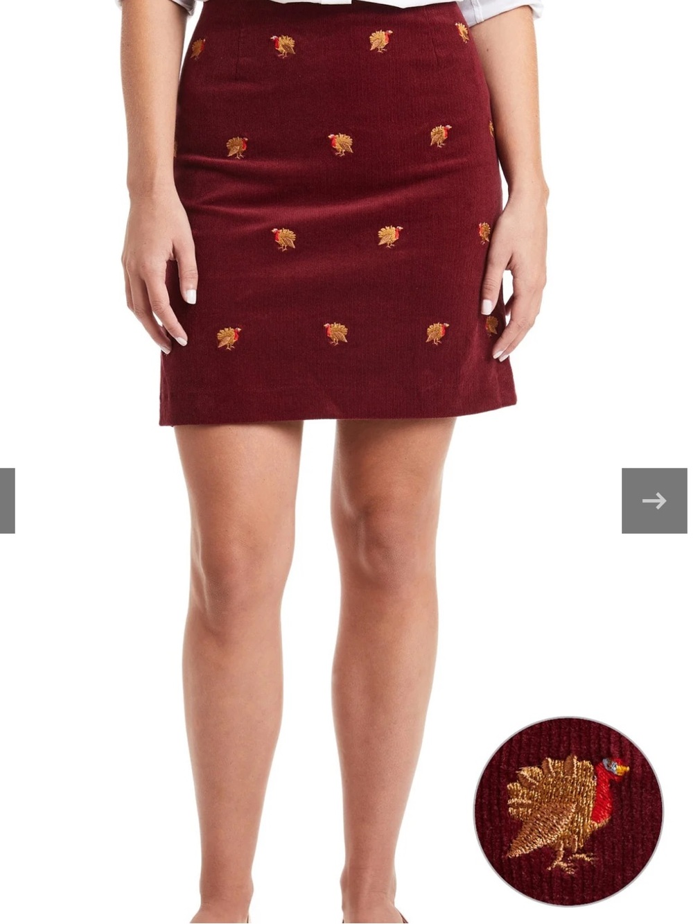 Castaway Nantucket Island ALI SKIRT CORDUROY MERLOT WITH TURKEY size 0